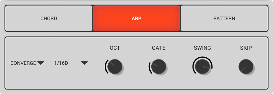 Harmonimo arpeggiator mode controls
